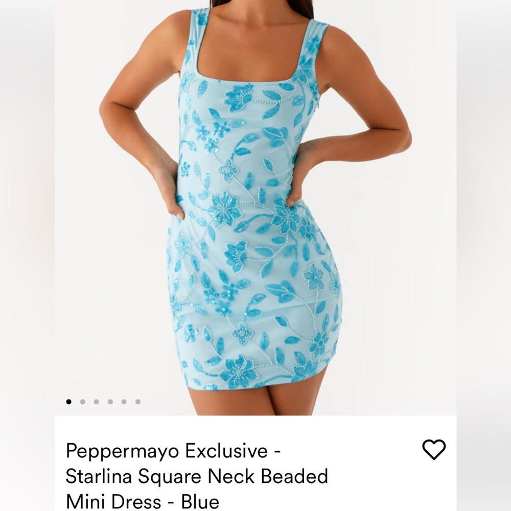 Peppermayo Starlina Square Neck Beaded Mini Dress